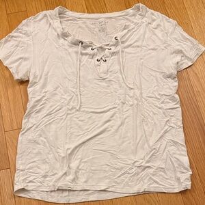 American Eagle Outfitters Lace-Up White Tee